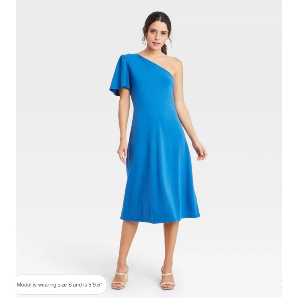 Women's Who What Wear One Shoulder Sleeveless Dress Blue dress 4X dress 1222